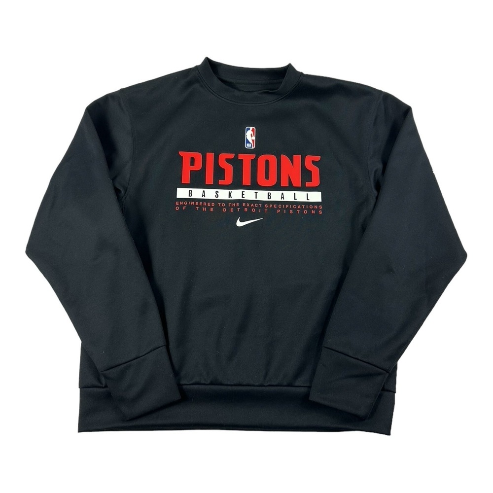 Nike Detroit Pistons Black Spellout Mens Crewneck Sweater Size M NBA Dri-FIT